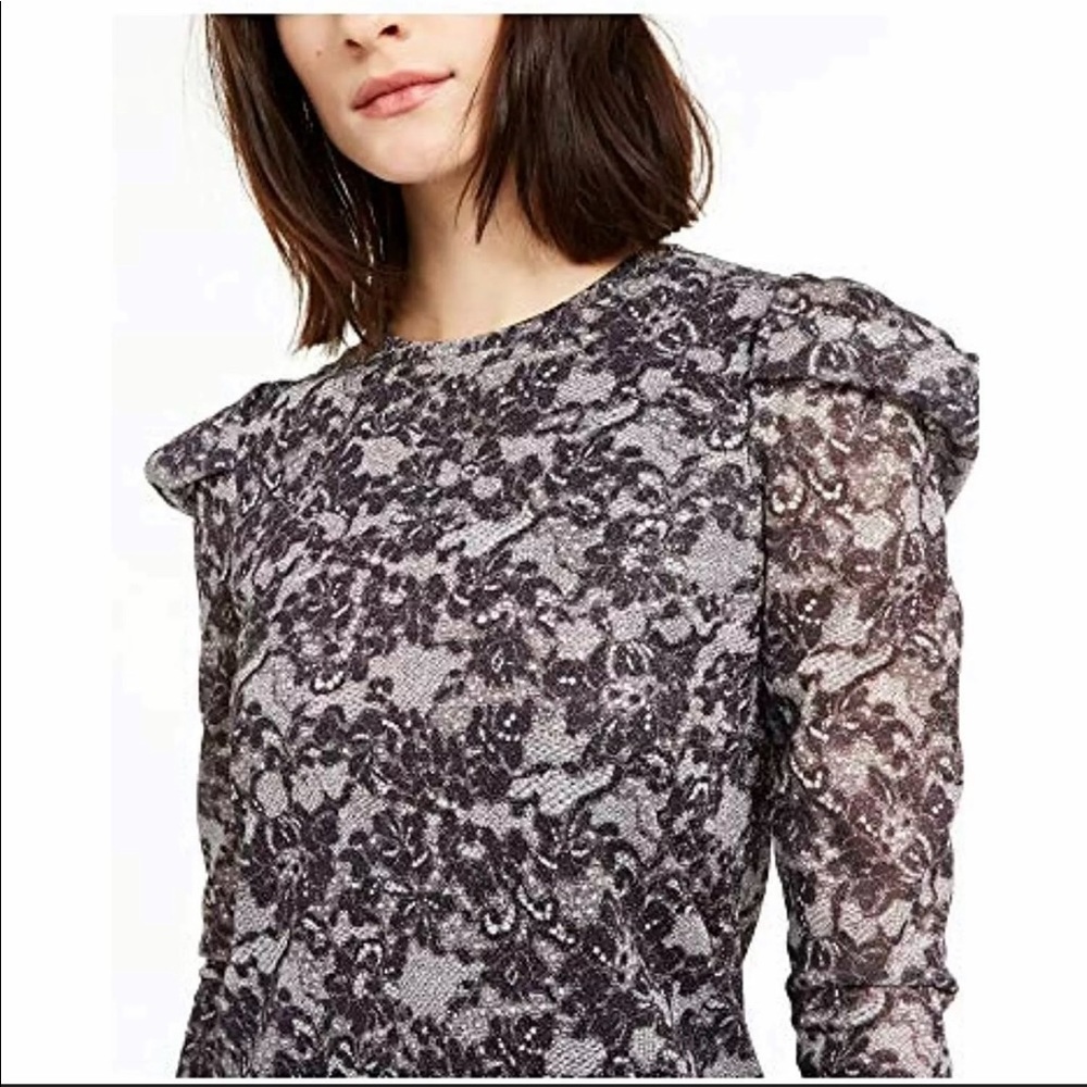 Michael Kors Petite Black Floral Lace Dress - Picture 3 of 5
